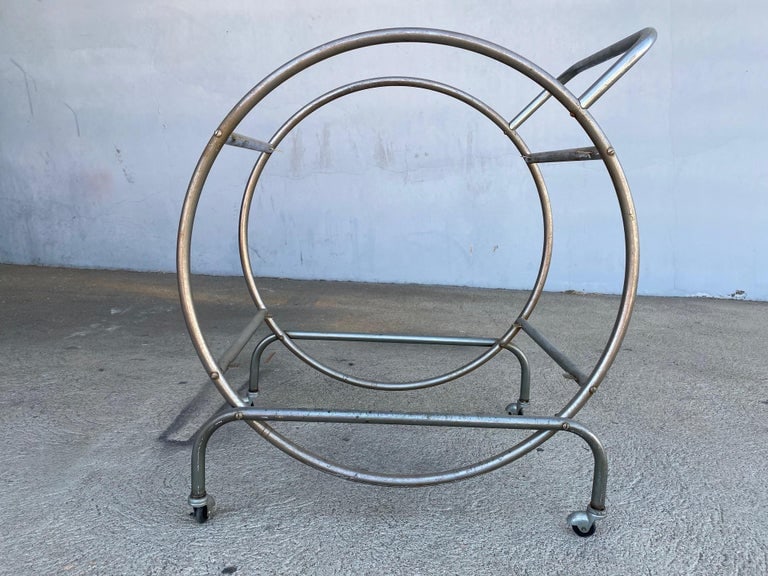 Bauhaus Inspired Art Deco Chrome Tubular Bar Cart - 3