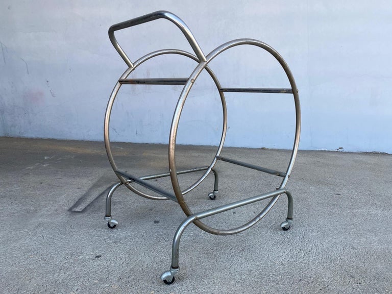 Bauhaus Inspired Art Deco Chrome Tubular Bar Cart - 5