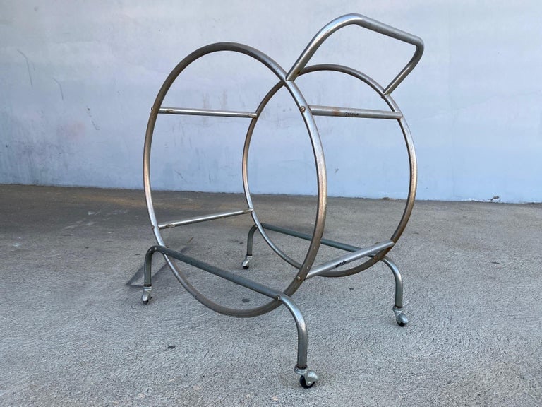 Bauhaus Inspired Art Deco Chrome Tubular Bar Cart - 6