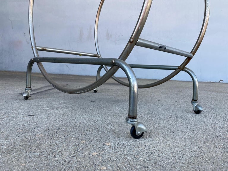 Bauhaus Inspired Art Deco Chrome Tubular Bar Cart - 7