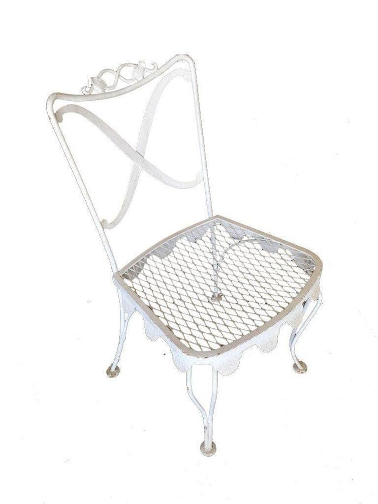 Wrought Iron Scrolling Pattern Cafe Patio Set Table w/ 4 Chairs - 5