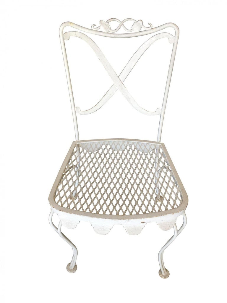 Wrought Iron Scrolling Pattern Cafe Patio Set Table w/ 4 Chairs - 6