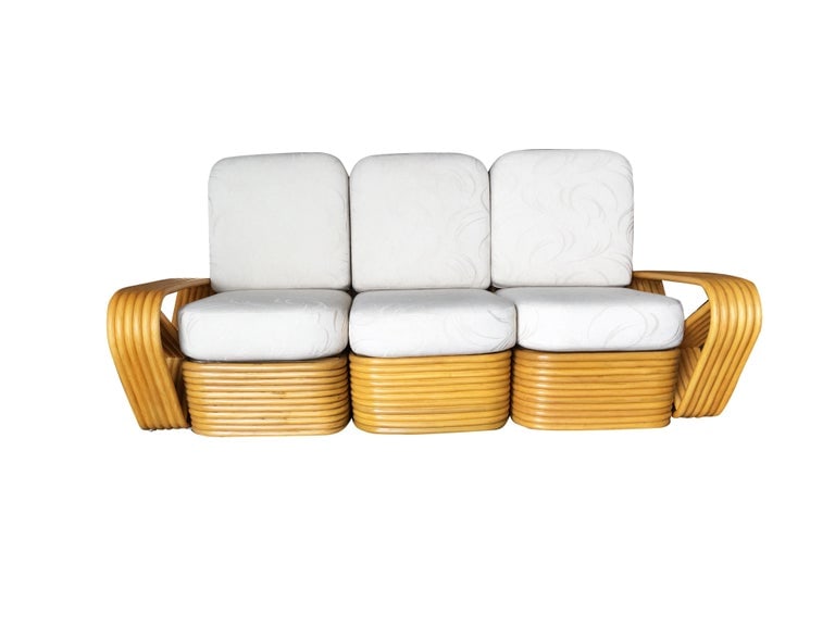 Restored Paul Frankl Six-Strand Rattan Sofa and Lounge Chair Set - 5