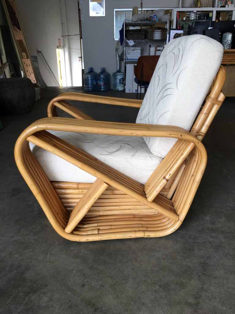 Restored Paul Frankl Six-Strand Rattan Sofa and Lounge Chair Set - 7