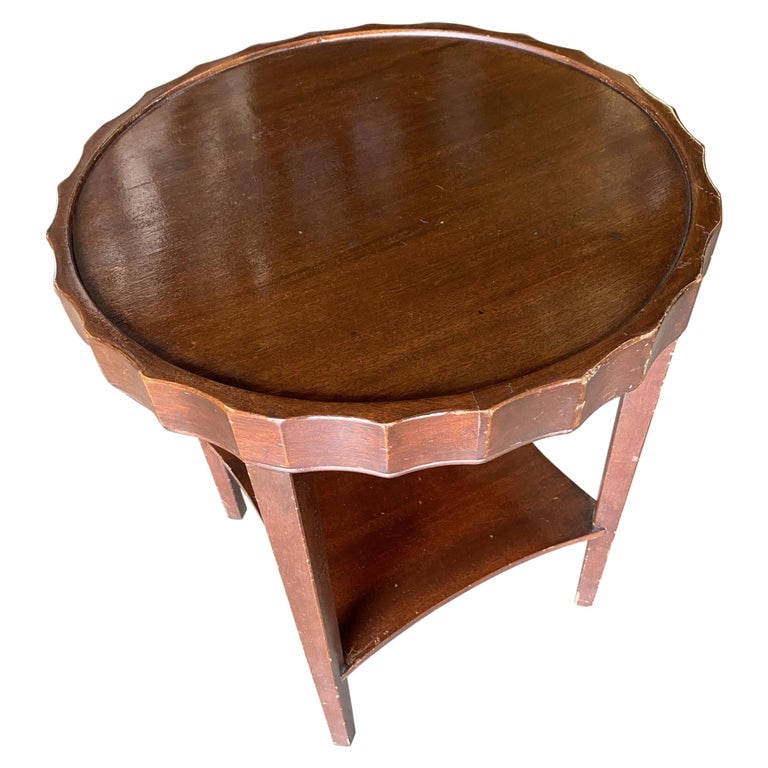 Round Art Deco Smoking Side Two-Tier Table with Bottle Cap Top - 2