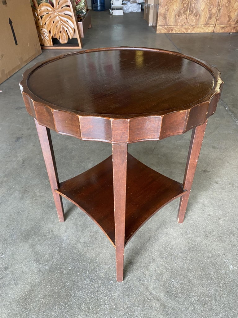 Round Art Deco Smoking Side Two-Tier Table with Bottle Cap Top - 6