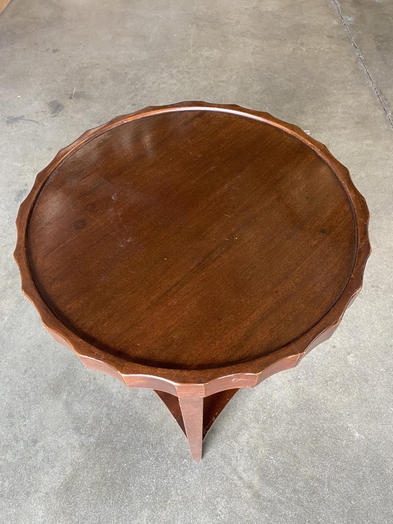 Round Art Deco Smoking Side Two-Tier Table with Bottle Cap Top - 8