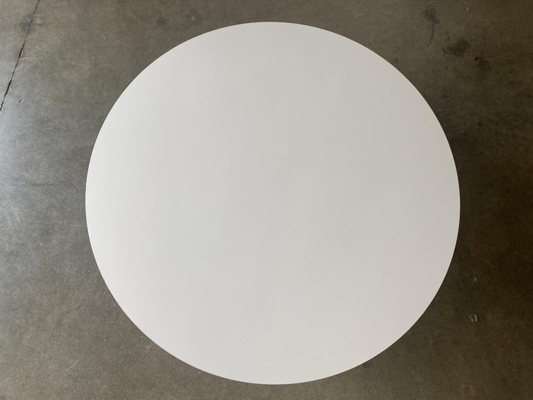 Large Danish Mid-Century Round Coffee Table with White Laminate Top - 5