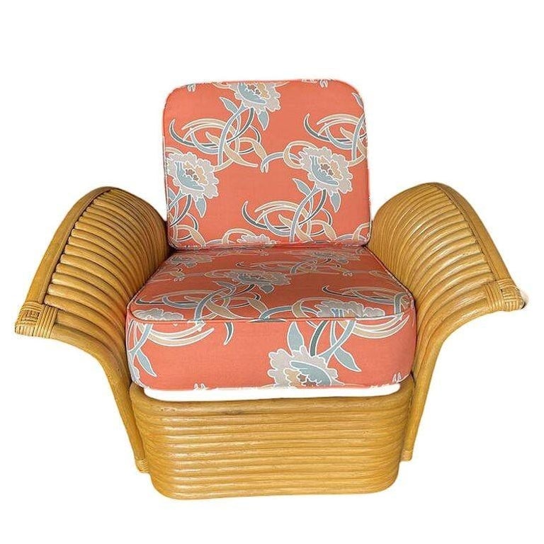 Restored Pair of "Golden Girls" Art Deco Rattan Fan Arm Lounge Chairs - 4