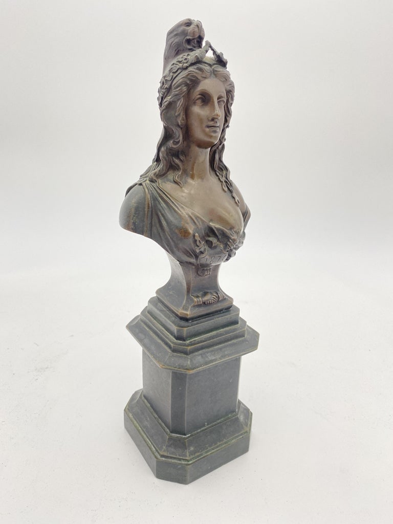 Late Victorian "1870" Semi-Nude Bronze Female Bust - 3