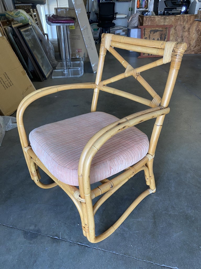 Rattan 2-Strand X-Back Lounge Chair with Streamline Speed Arms - 9
