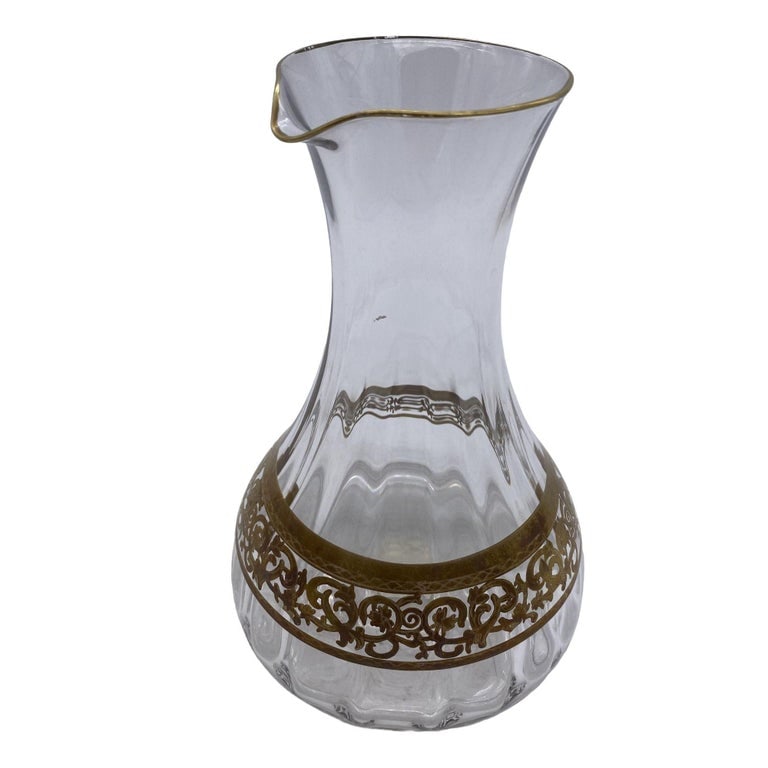 Czechoslovakia Moser Art Glass Pitcher Set with/ Gold Leaf - 4