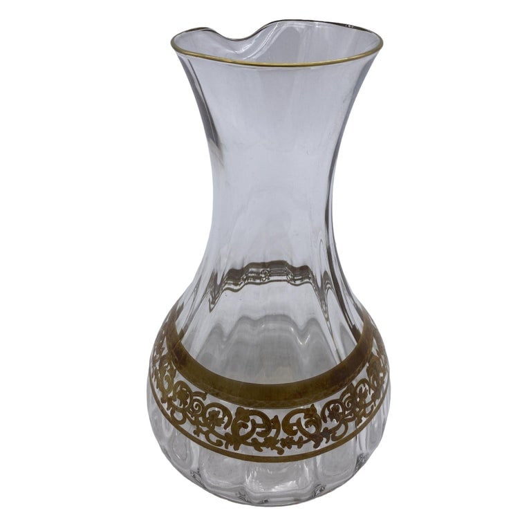 Czechoslovakia Moser Art Glass Pitcher Set with/ Gold Leaf - 5