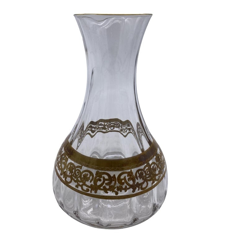 Czechoslovakia Moser Art Glass Pitcher Set with/ Gold Leaf - 8