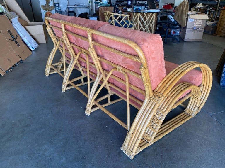 Restored "Double Tear Drop Arm" Rattan Lounge & Sofa Livingroom Set by Tochiku - 7