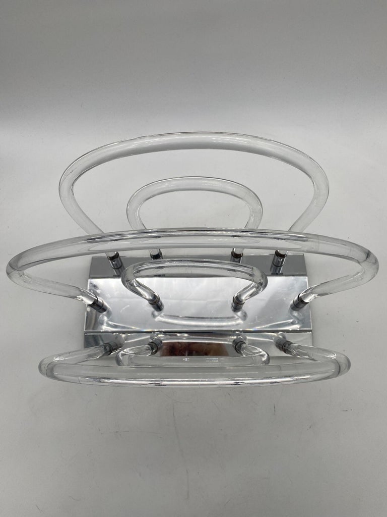 Vintage Dorothy Thorpe Magazine Rack Lucite Mirror and Mylar "Chrome" - 5