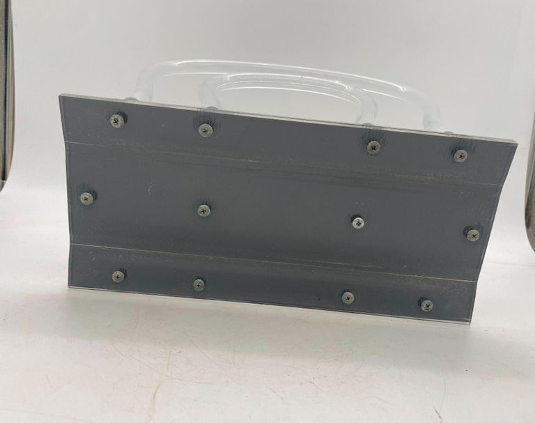 Vintage Dorothy Thorpe Magazine Rack Lucite Mirror and Mylar "Chrome" - 8