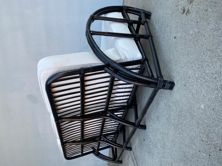 Restored Black Two-Strand "Half Moon" Rattan 3-Seat Sofa - 9
