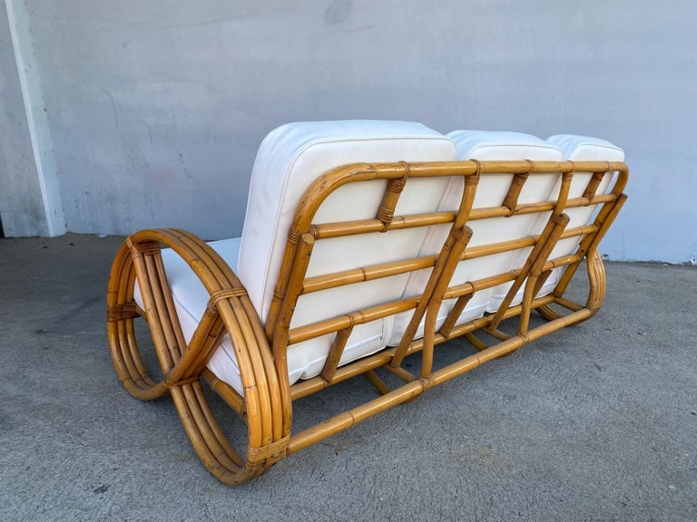 Restored 3/4 Round Pretzel Three-Seat Sofa with Open Base - 9