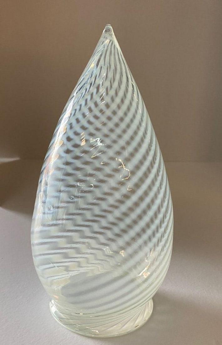1960s Vintage Opalescent Swirl Glass Bullet Ceiling Light Globe with Fitter - 6