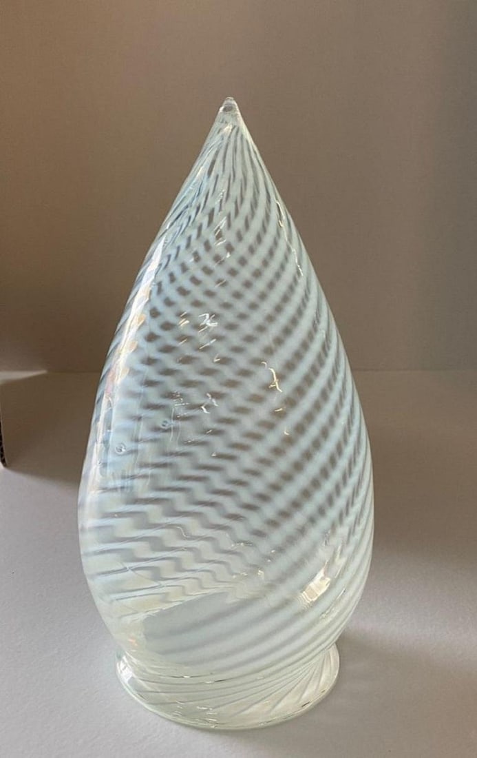 1960s Vintage Opalescent Swirl Glass Bullet Ceiling Light Globe with Fitter - 7