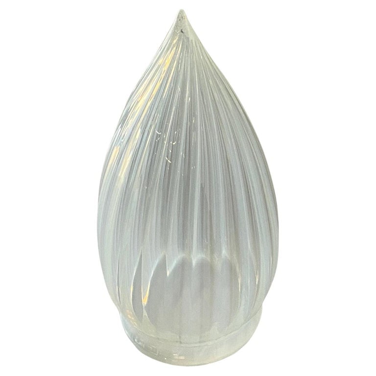 1960s Vintage Opalescent Vertical Swirl Glass Bullet Light Globe with Fitter - 2