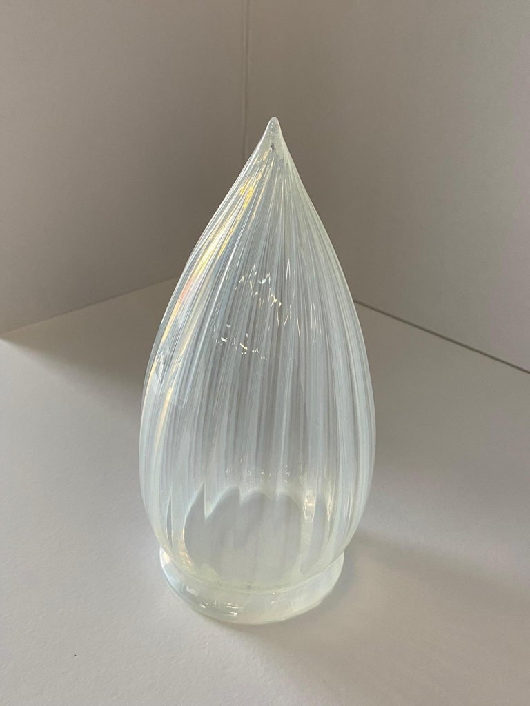 1960s Vintage Opalescent Vertical Swirl Glass Bullet Light Globe with Fitter - 5