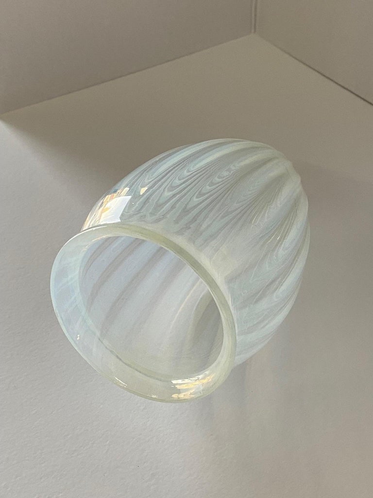 1960s Vintage Opalescent Vertical Swirl Glass Bullet Light Globe with Fitter - 6
