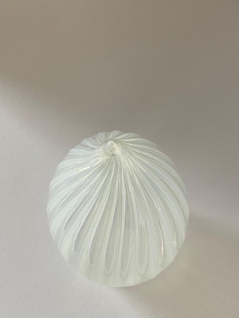 1960s Vintage Opalescent Vertical Swirl Glass Bullet Light Globe with Fitter - 7