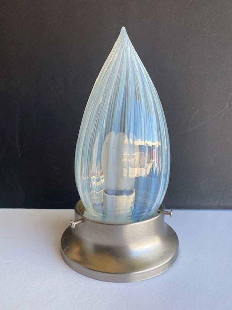 1960s Vintage Opalescent Vertical Swirl Glass Bullet Light Globe with Fitter - 8