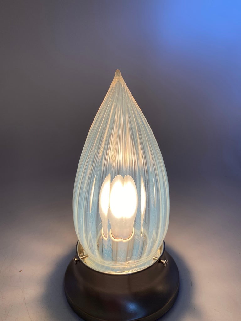1960s Vintage Opalescent Vertical Swirl Glass Bullet Light Globe with Fitter - 9