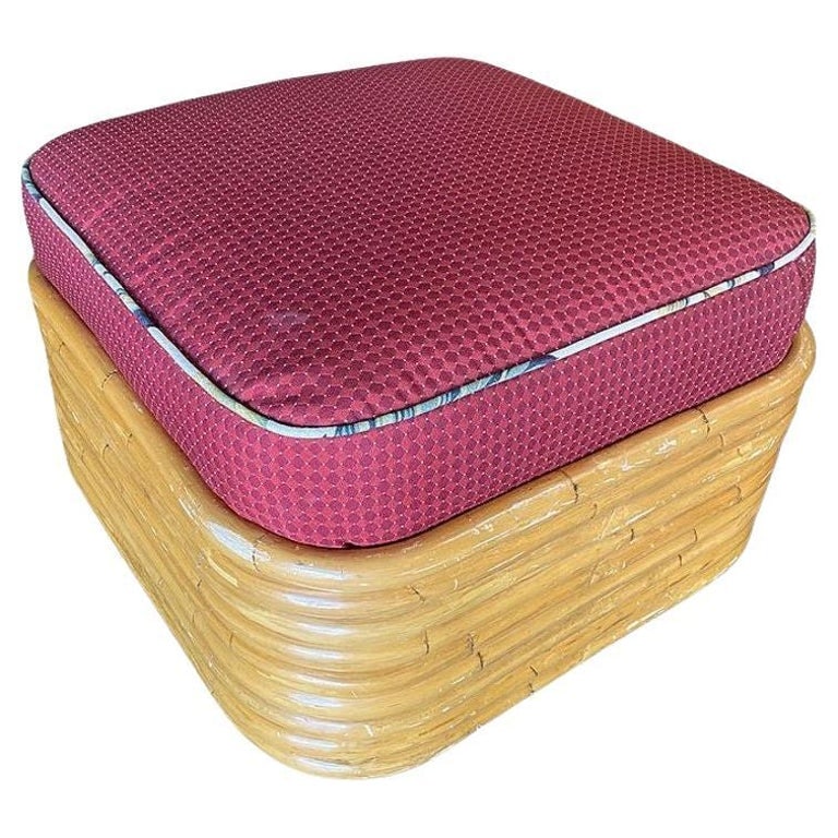 Restored Mid Century 9 Strand Paul T Frankl Style Stacked Rattan Ottoman Stool (1 of 6)
