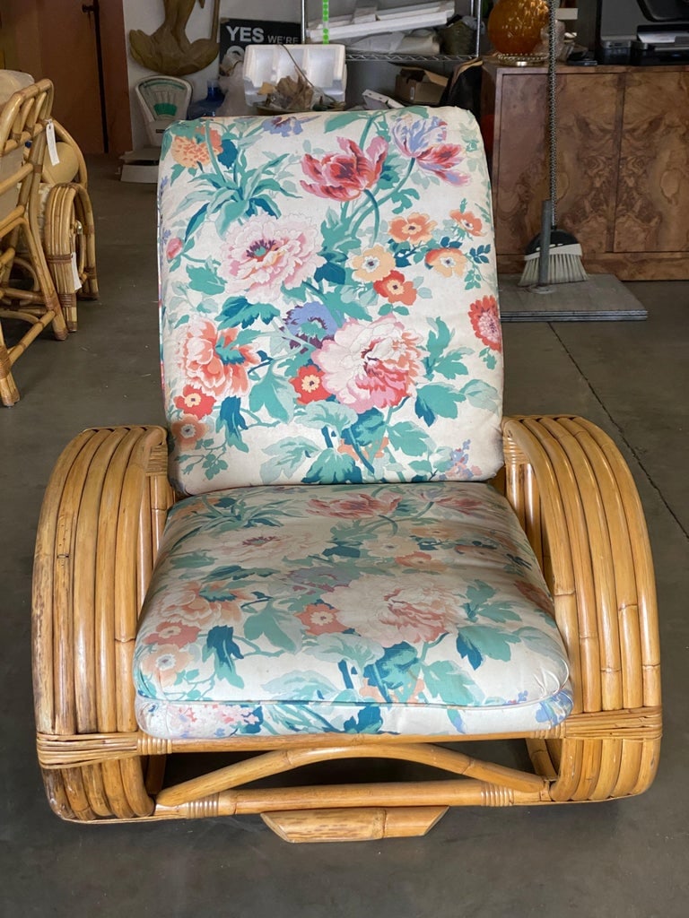Restored Mid Century 5-Strand Reverse Pretzel Rattan Lounge Chair - 4