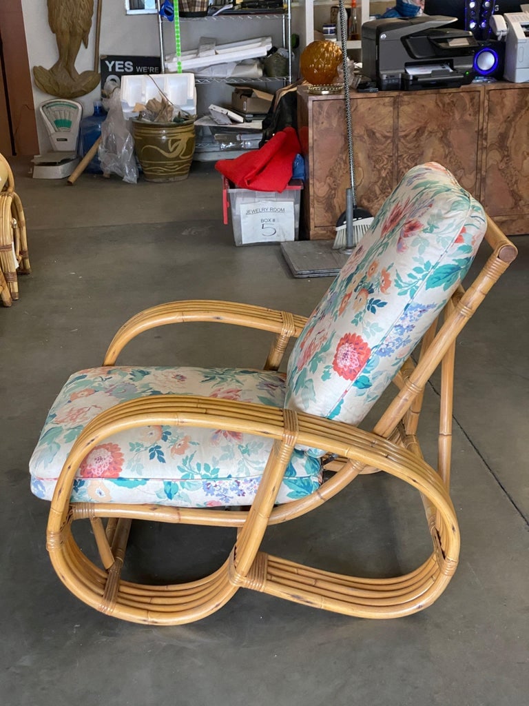 Restored Mid Century 5-Strand Reverse Pretzel Rattan Lounge Chair - 5