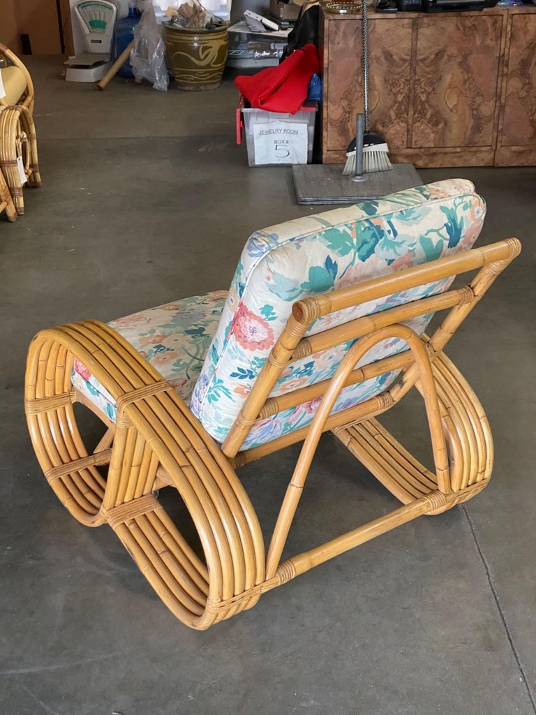 Restored Mid Century 5-Strand Reverse Pretzel Rattan Lounge Chair - 6