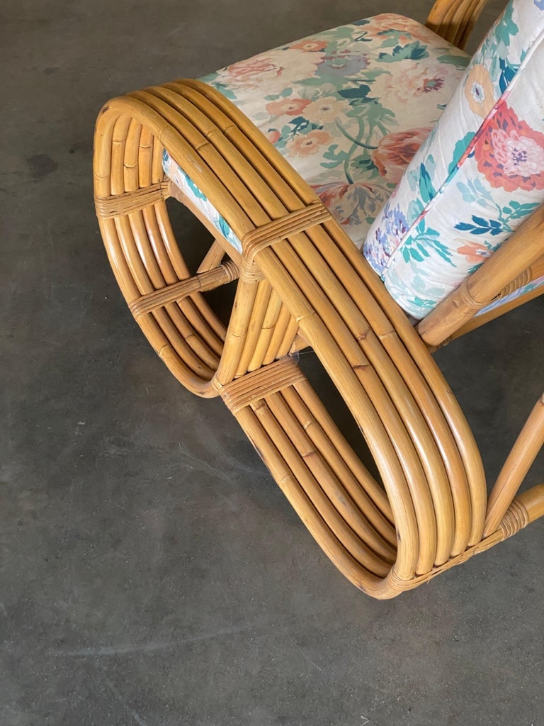 Restored Mid Century 5-Strand Reverse Pretzel Rattan Lounge Chair - 7