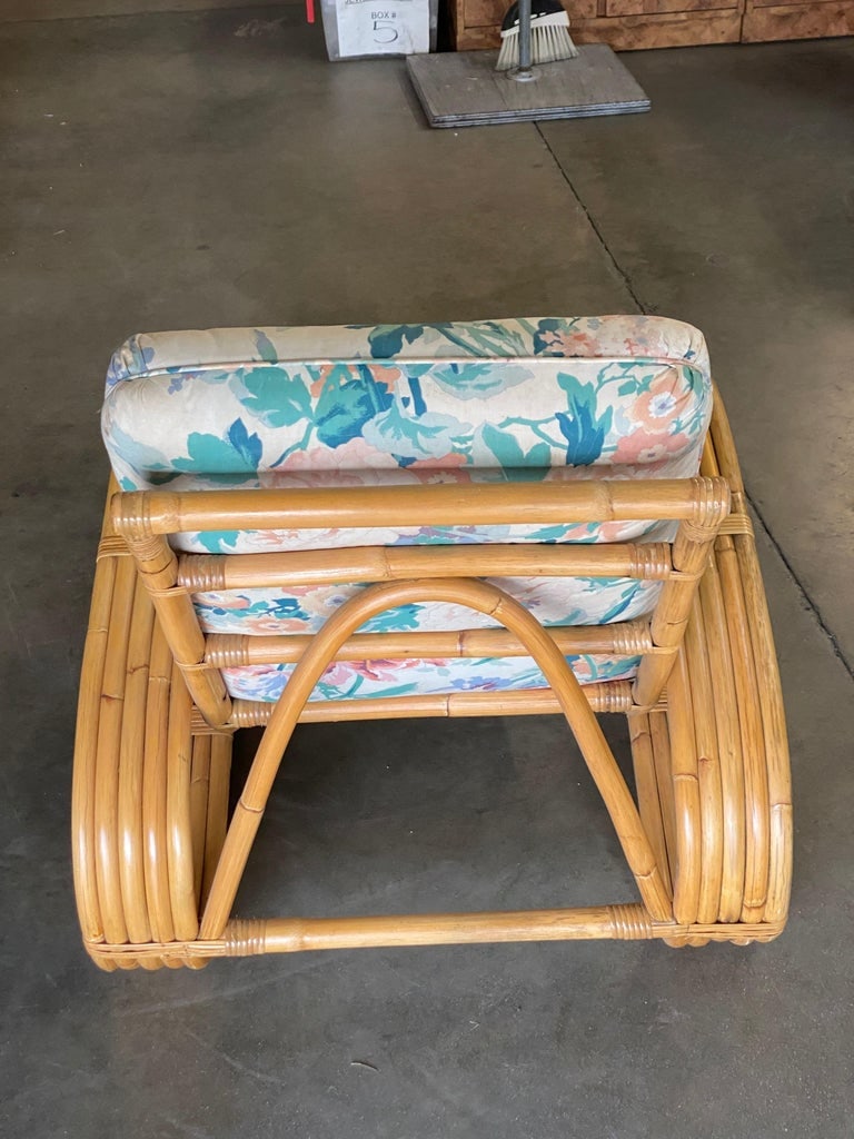 Restored Mid Century 5-Strand Reverse Pretzel Rattan Lounge Chair - 8
