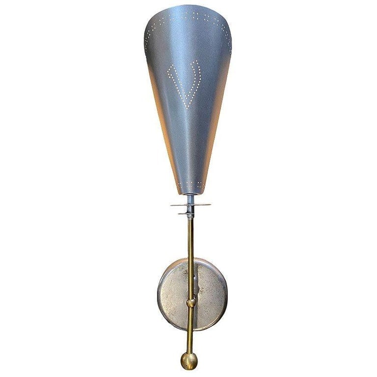 Mid-century Googie Modern Brushed Aluminum Torchiere Wall Sconce, 4 Available - 3