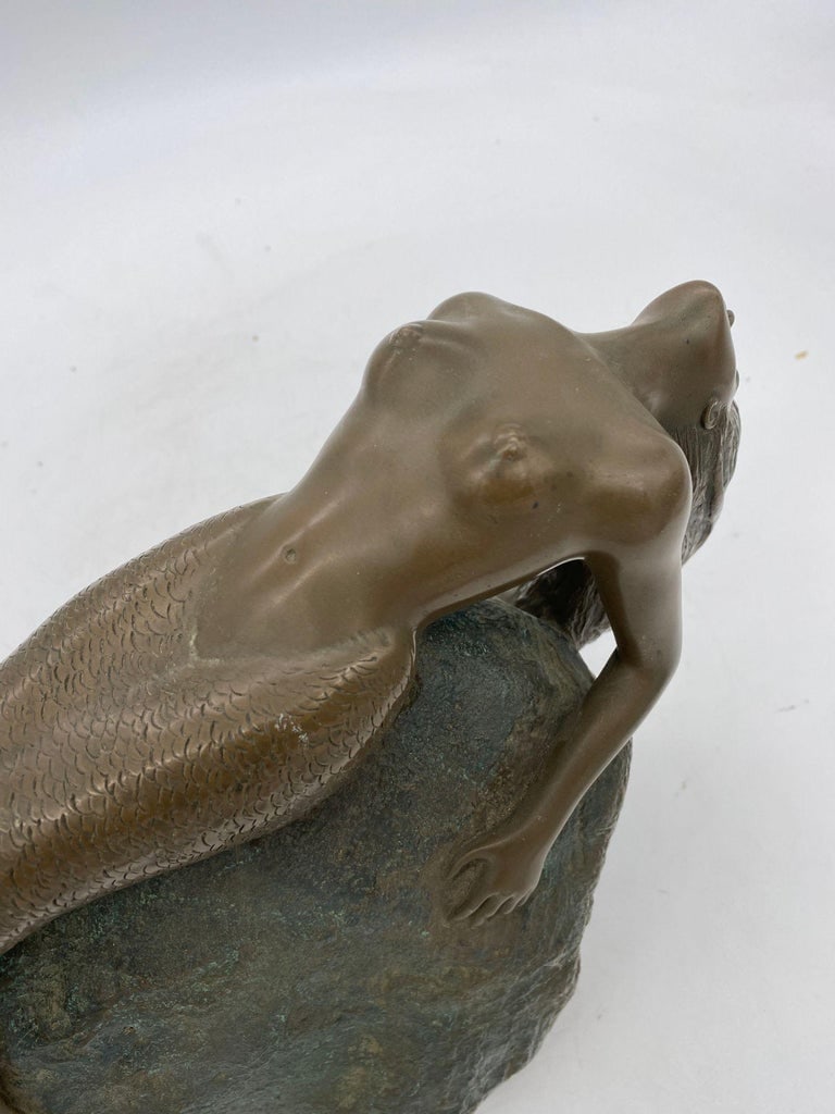 Bronze Mermaid Siren Statue on Beach Rock by James Siebert - 13