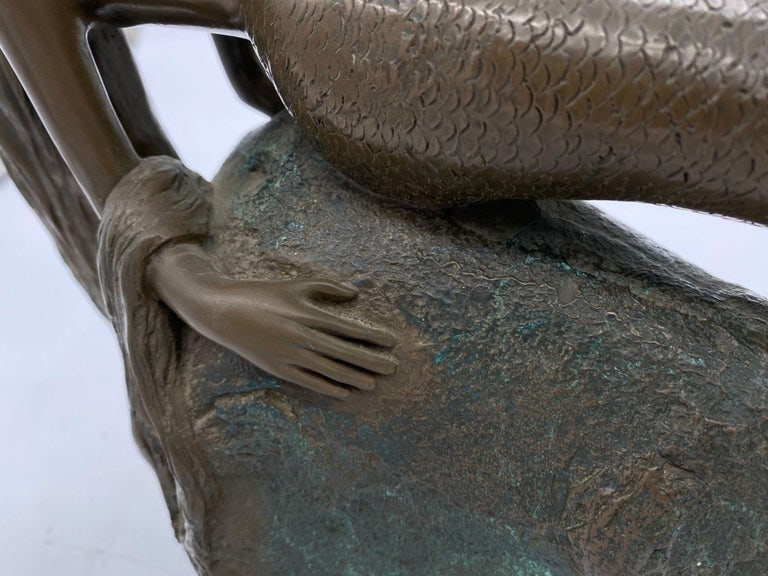 Bronze Mermaid Siren Statue on Beach Rock by James Siebert - 14