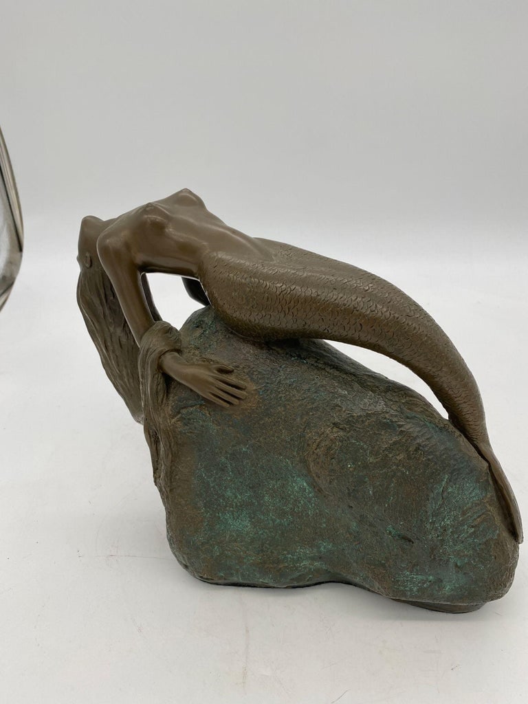 Bronze Mermaid Siren Statue on Beach Rock by James Siebert - 5