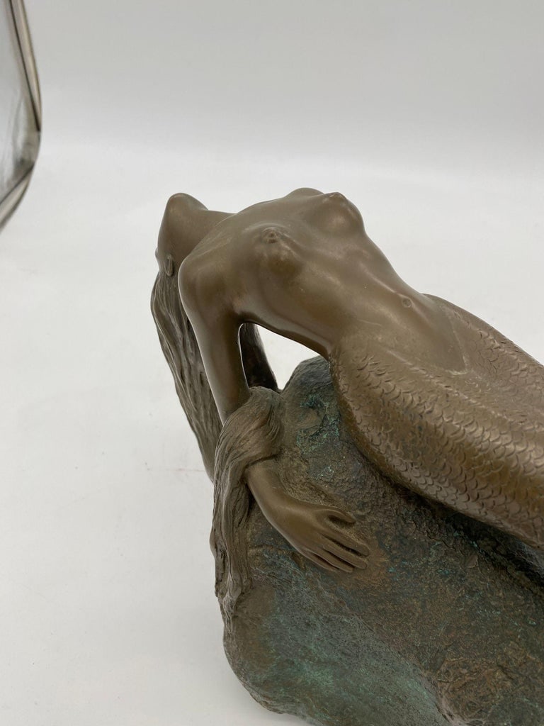 Bronze Mermaid Siren Statue on Beach Rock by James Siebert - 8