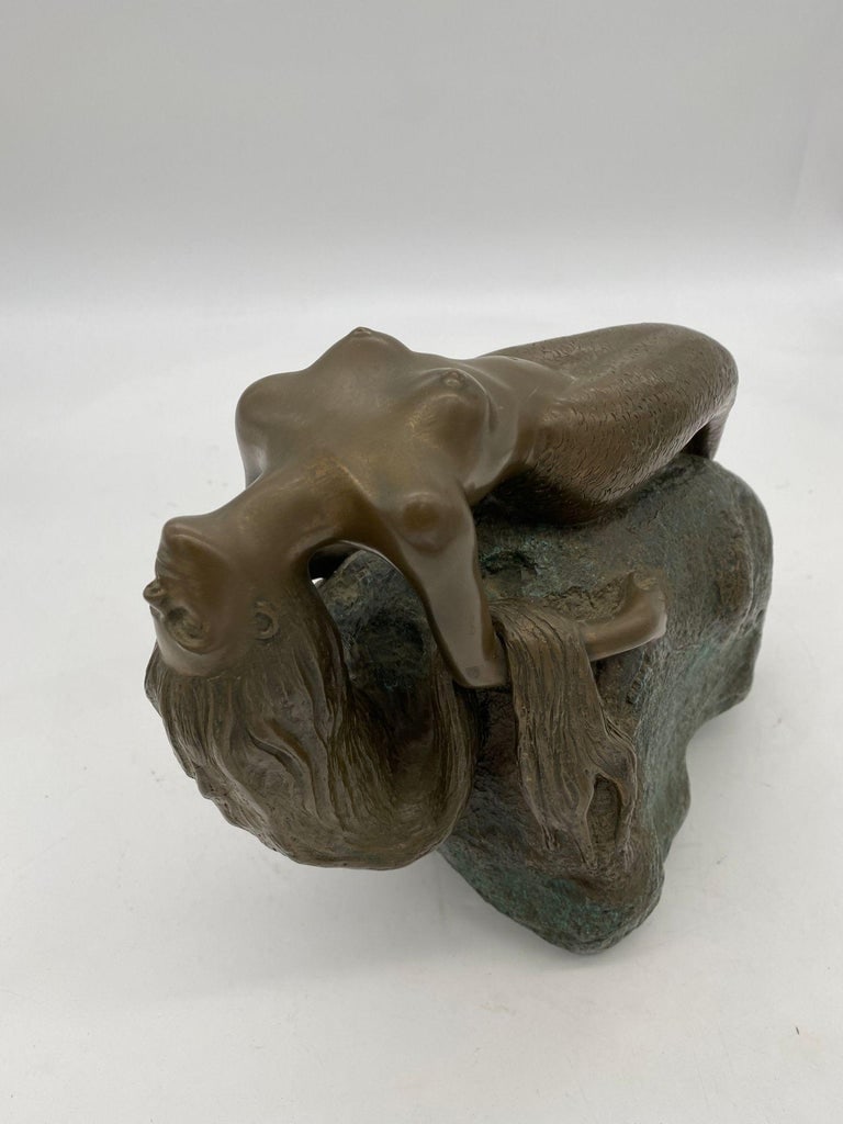 Bronze Mermaid Siren Statue on Beach Rock by James Siebert - 9