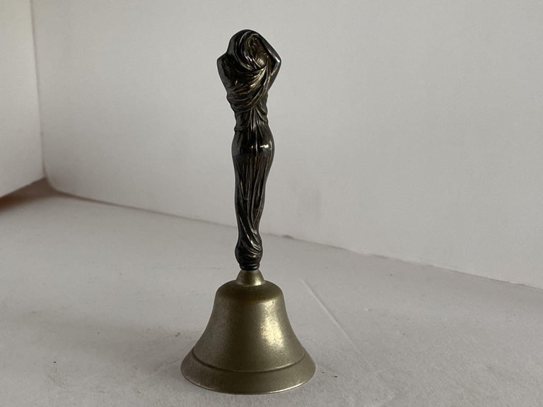 Sterling Silver Figural Female Desktop Servant Bell, Circa 1900 - 5