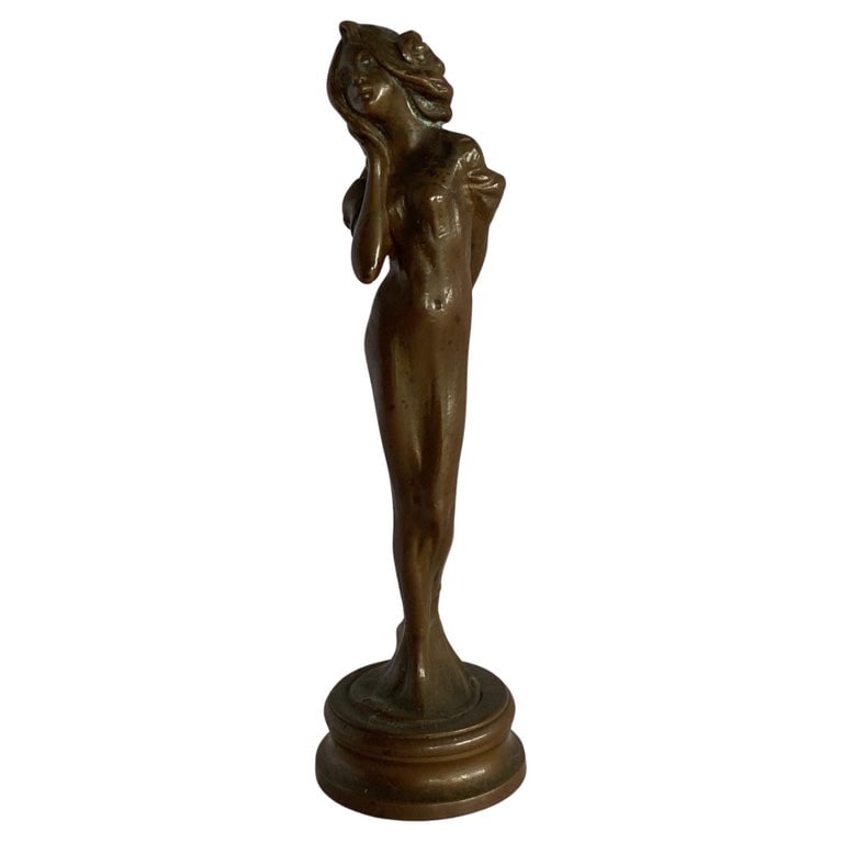 Bronze Female Nymph Art Nouveau Letter Wax Seal Stamp, France, 1900 - 2