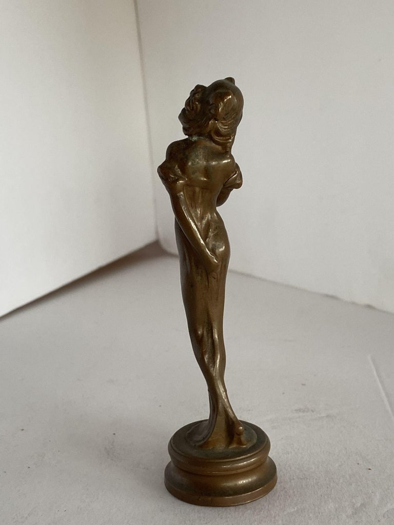 Bronze Female Nymph Art Nouveau Letter Wax Seal Stamp, France, 1900 - 3