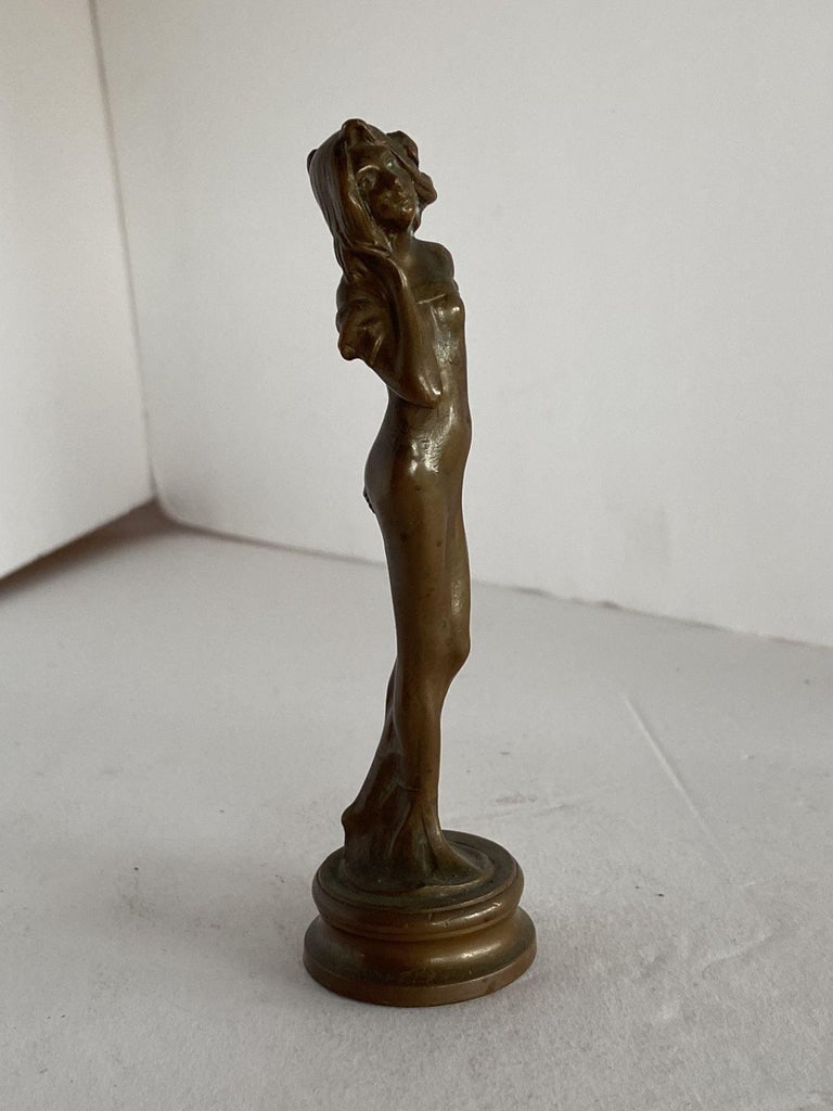 Bronze Female Nymph Art Nouveau Letter Wax Seal Stamp, France, 1900 - 4