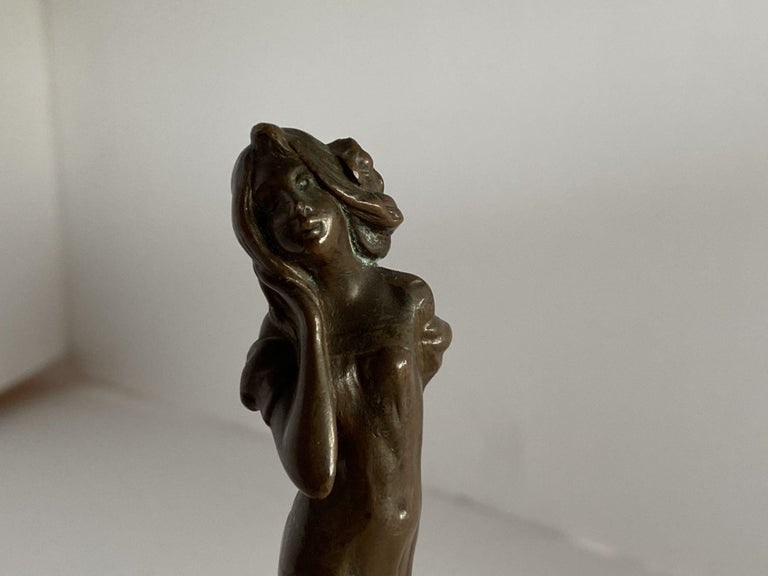 Bronze Female Nymph Art Nouveau Letter Wax Seal Stamp, France, 1900 - 5