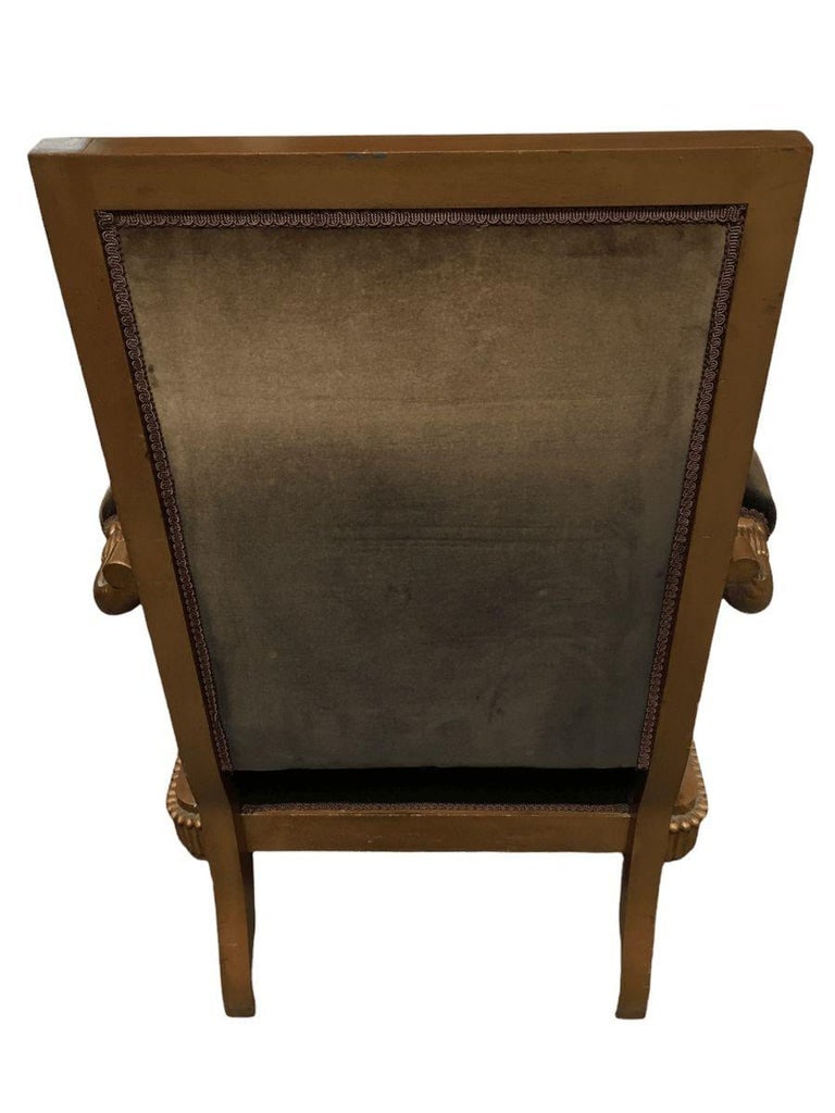 Vintage Velvet Upholstered Gorgeous Armchair with a Painted Dancer on the Back - 8