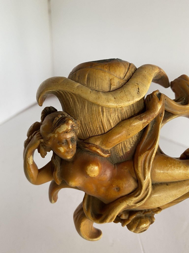 Rare Carved Hand Nude Goddess Meerschaum Pipe in Case, Circa 1890 - 4